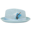 Castor Crushable Straw Hat Fedora in Sky Blue - Chicano Spot