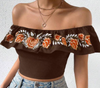Women Floral Off the Shoulder Crop Top - Chicano Spot