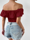 Women Floral Off the Shoulder Crop Top - Chicano Spot
