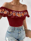Women Floral Off the Shoulder Crop Top - Chicano Spot