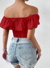Women Floral Off the Shoulder Crop Top - Chicano Spot