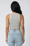 Ribbed Striped Racerback Crop Tank Top - Chicano Spot