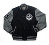Leather Sleeve Varsity Jacket -Black/Grey Wool - Chicano Spot
