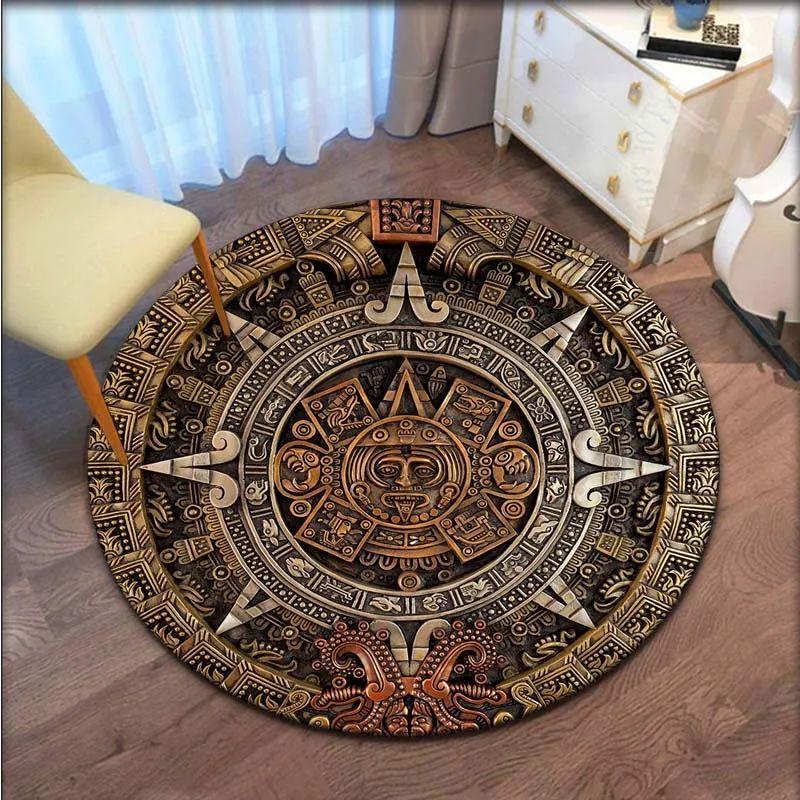 Aztec Calendar Rug Chicano Spot