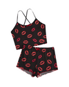 2 Piece Red Lips Ribbed PJ set - Chicano Spot