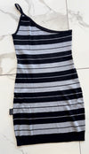 Womens Single Spaghetti Strap Charlie Black/Gray Dress - Chicano Spot