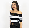 Fb County Charlie Brown Off The Shoulder Crop Tops - Chicano Spot