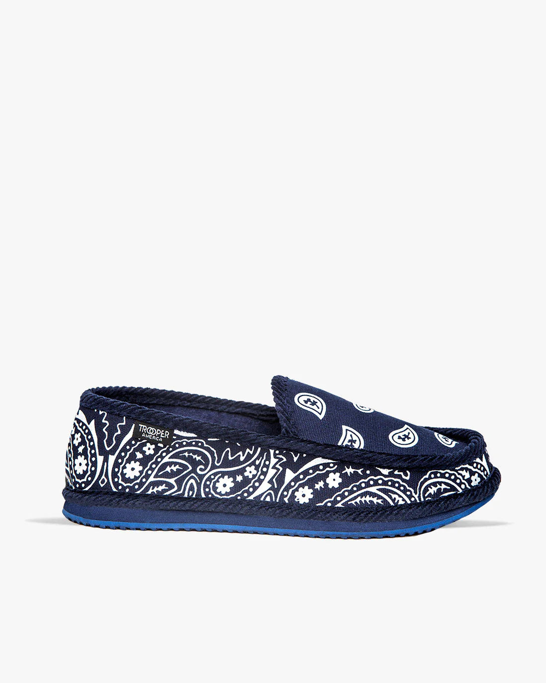 Trooper America KS 002 Navy Unisex Bandana Paisley Slip On Shoes Navy White Men 12 Adult Unisex Blue