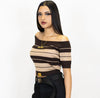 Fb County Charlie Brown Off The Shoulder Crop Tops